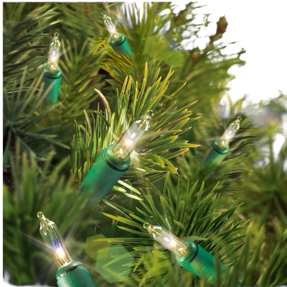 Holiday Time Clear Mini Lights Christmas Tree Indoor Outdoor Green Wire 62.5 FT - Image 2 of 4