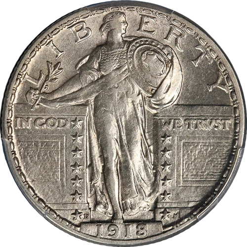 1918-D Standing Liberty Quarter PCGS AU58 Nice Eye Appeal Nice Strike