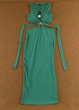 Fashion Nova Womens Small Kelly Green Centre Ring All Good Here Midi Dress NWT