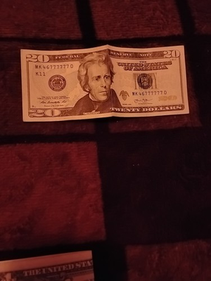 #ad $20 Twenty Dollar bill Binary Serial Number ML 33335355 L Year 2013 $400.00