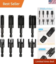 Wood Plug Cutter Set 8 Pack Drill Bits 1 4 Hex Shank Black Od Excellent Durab...
