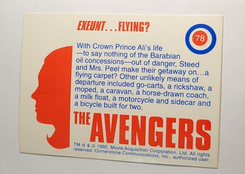 Vintage 1992 The Avengers Cornerstone Trading Card #78 Exeunt... Flying? B/W - Picture 2 of 3