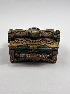 Steampunk Mechanical Gears Design Secret Jewelry Box With Navigational Compass