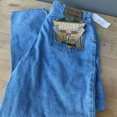 Vintage Stefano Man Jeans Mens 38x31 Blue Dark Wash Relaxed Tapered Leg Denim - Image 1 of 4