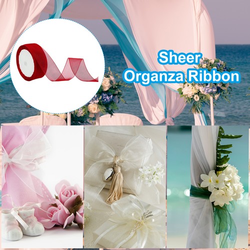 6Pcs 50Yard Sheer Organza Ribbon Decoration Gifts Bow Craft Multicolor - Picture 3 of 5