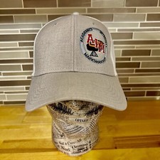 Sombrero gris y blanco de malla con logotipo bordado puntería de tiro de arcilla AIM espalda Otto