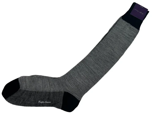 Ralph Lauren Purple Label Dress Light Gray Wool Socks Made in Italy