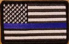 USA Flag Army Law Patch W/ VELCRO® Brand Fastener  Emblem Thin Blue Line  #2