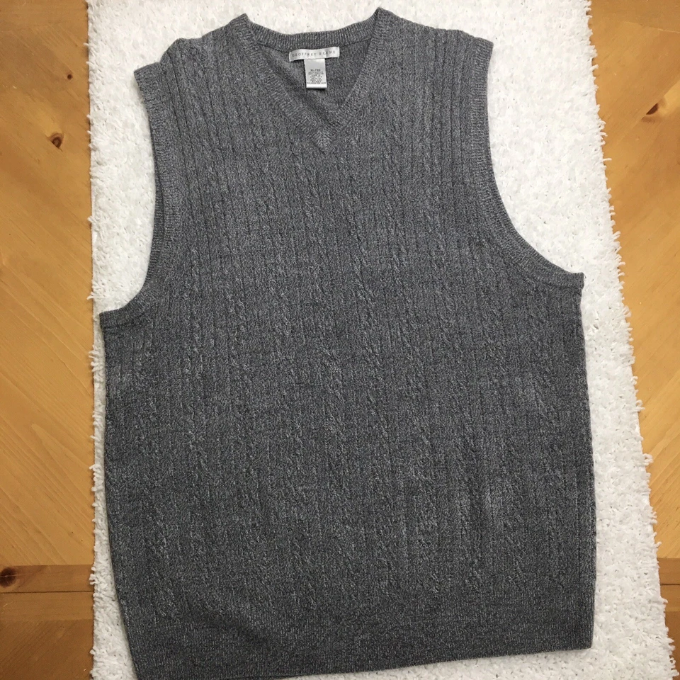 Винтажный 90-х комплект 2 Geoffrey Beene свитер жилет XL синий | серый v-образным вырезом опрятный Academia - Изображение 2 из 4