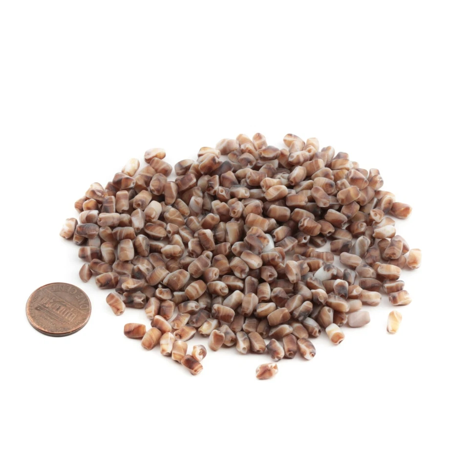 Lote (325) Cuentas de vidrio rectangulares checas vintage marrón a rayas jaspeadas 7 mm Foto 2 de 2