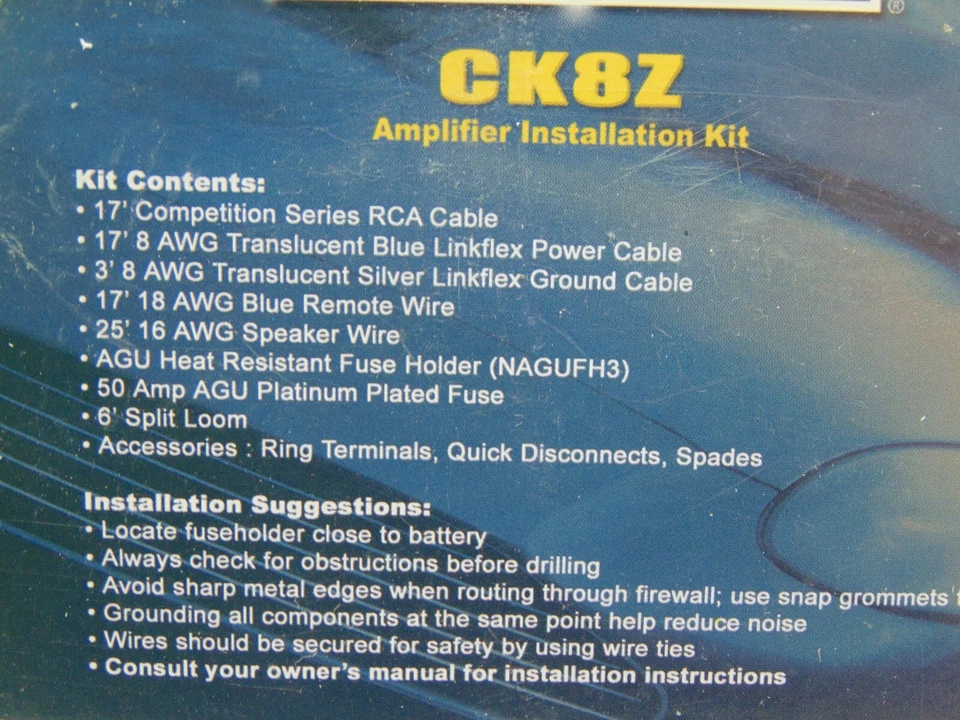 Db Link 8-gauge Competition Series Amplifier 1500 Watts Installation Kit CK8Z - Image 4 of 4