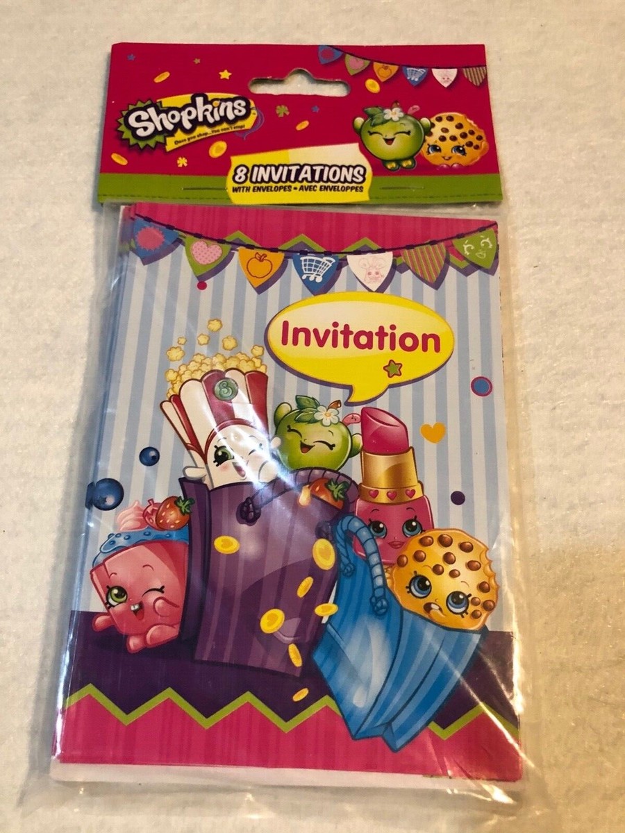 SHOPKINS INVITATIONS (8) Birthday Party Supplies Stationery