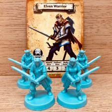 Heroquest Mage of the Mirror Elven Warrior x 4 + Stat Card D&D Warhammer