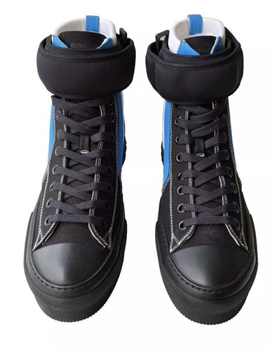 Burberry Black White Blue High-Top Sneakers Size US 11 EUR 44 Sub Lace-up $890 - Picture 7 of 11