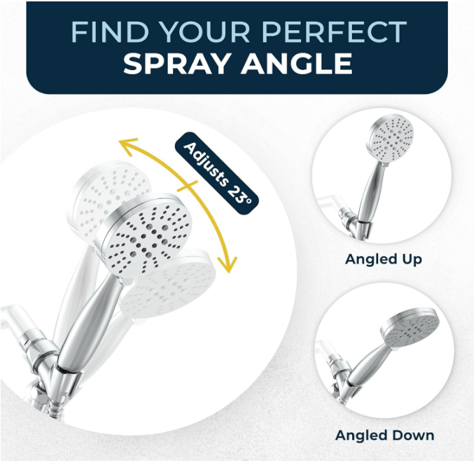 HammerHead Showers® ALL METAL 3Spray Handheld Shower Head with Long