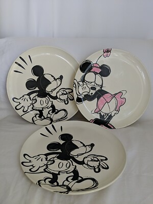 ZAK Designs Set 3 Mickey Mouse 10'' Dinner Plate Melamine Disney Sketch
