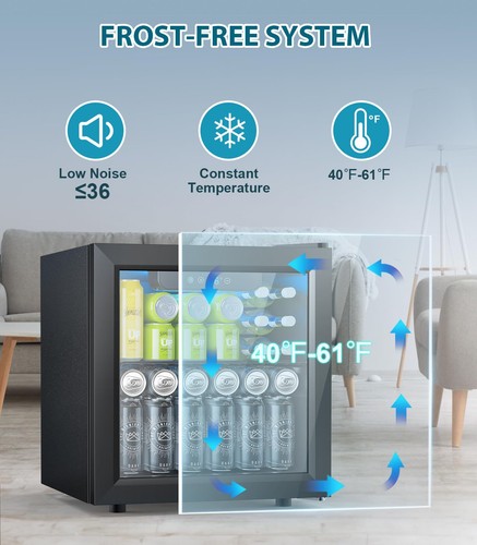 50 Cans Beverage Refrigerator Cooler, 1.3 Cu.ft Mini Fridge Countertop Cooler - Picture 3 of 8