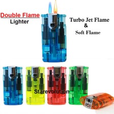 Jet Lighters Wind Proof Turbo Jet Flame & Soft Flame Gas Lighters Double Flame