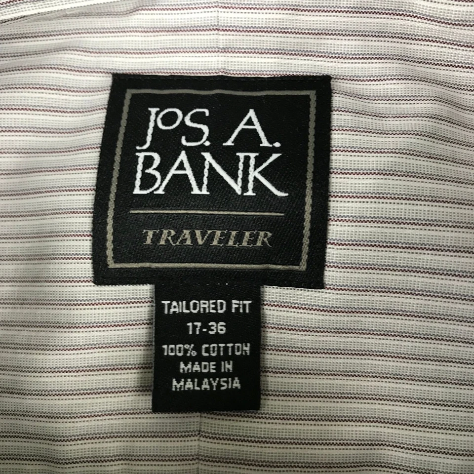 Jos A Bank Shirt Mens 17-36 Brown Striped Tailored Fit Long Sleeve Button Up NWT - Image 2 of 4