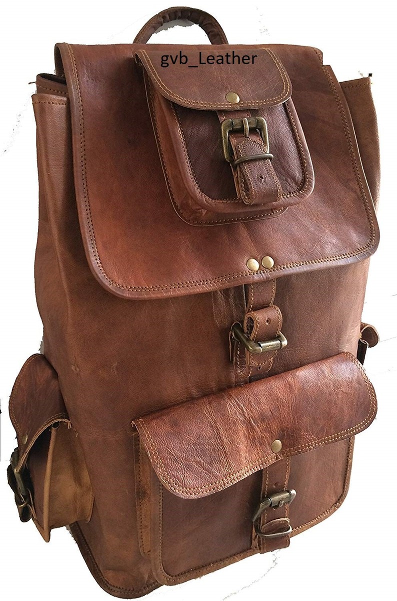 バッグ Original leather backpack Amazon.com: LANNSYNE Vintage Genuine Leather 16