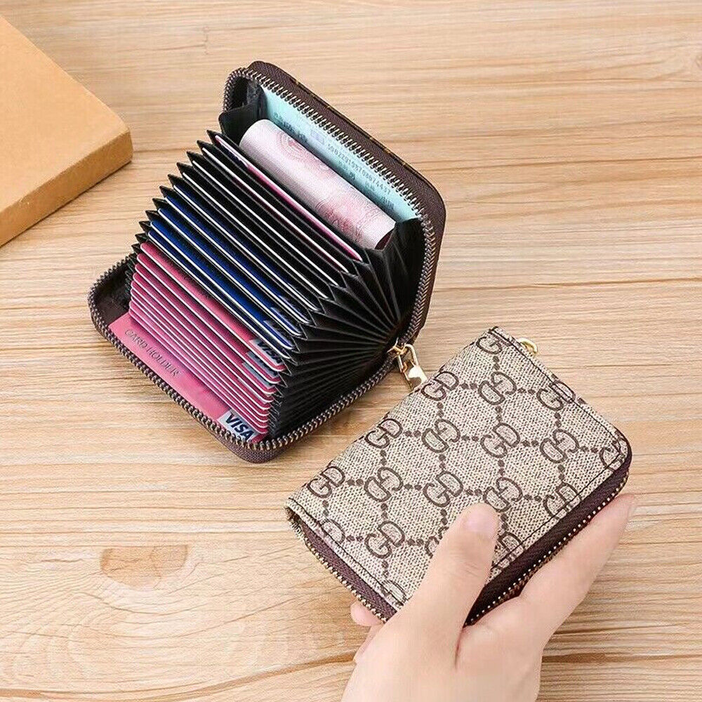 Mens Womens Wallet Credit Card Holder Leather RFID Blocking Zipper Pocket  Purse