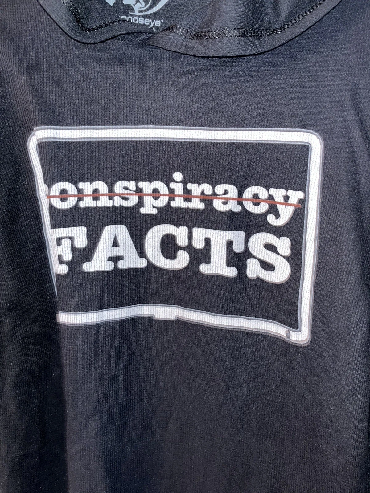 VETEMENTS T shirt nera manica lunga con cappuccio Bondseye abbigliamento fatti cospirazione taglia M