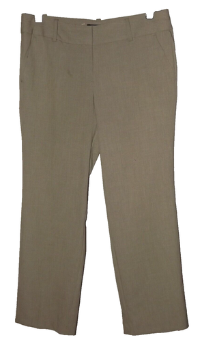 APT 9 Women's Dress Pants Size 14 PS Flat Fly Front Tan 4 Pockets 5 Belt Loops