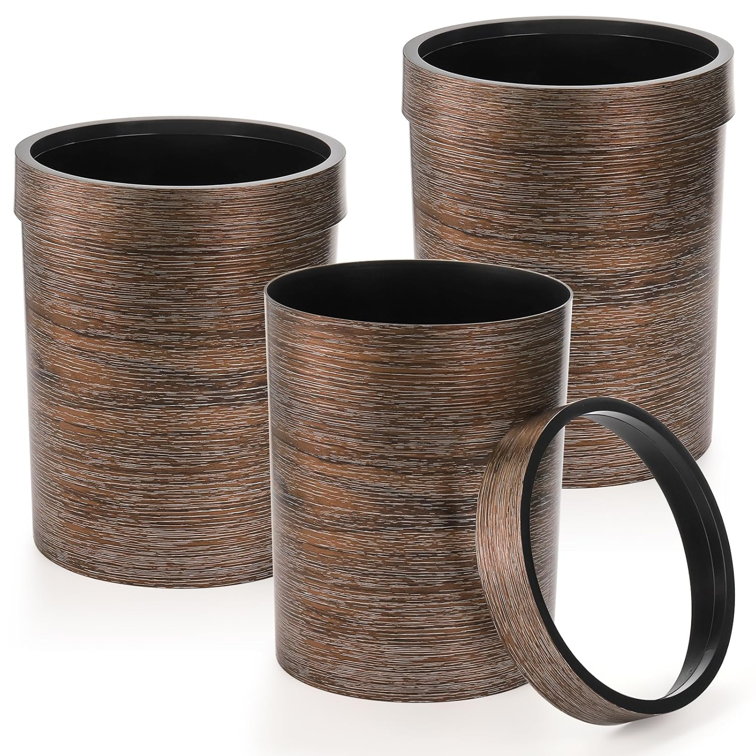 3 Pack Vintage Small Trash Can 1.7 Gallon Plastic round Wastebasket Hipsteen Bin