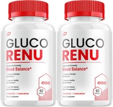 ( 2 Pack) Gluco Renu Capsules - GlucoRenu Pills Advanced Supplement, All Natural
