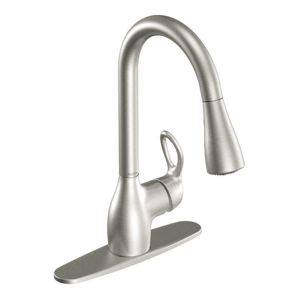 New Moen Kleo Stainless Single Handle Pull Down Kitchen Faucet 1 Or 3 Hole For Sale Online