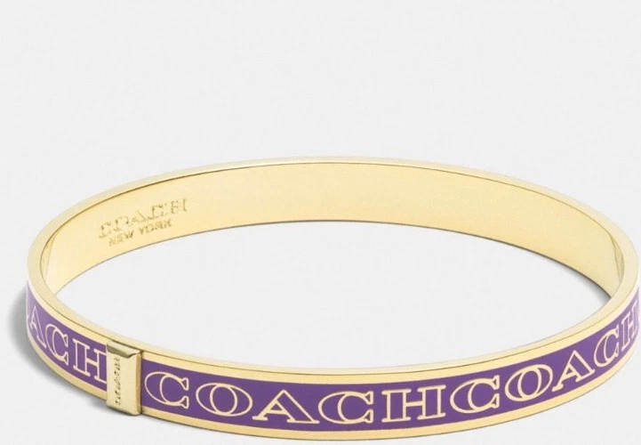 Coach Thin Letter Gold Plated Iconic Signature Logo Bangle Violet