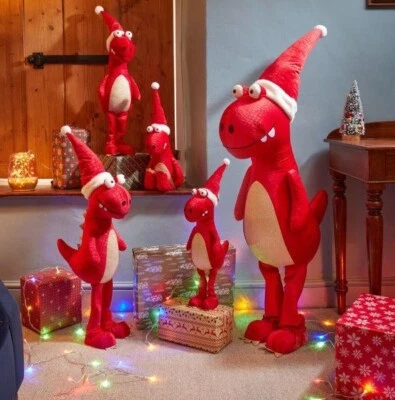 THREE KINGS Dinosaur Christmas Decoration Family Dino Various Options Red Plush