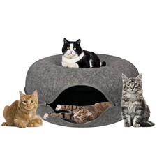 Cat Tunnel Bed for Indoor Cats, EXTRA LARGE SIZE Cat Cave Bed, Scratch Resistant