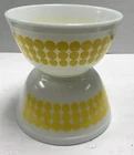 2 Vintage PYREX 402 Yellow Polka Dot Nesting Milk Glass Mixing Bowl 1.5 Qt Quart