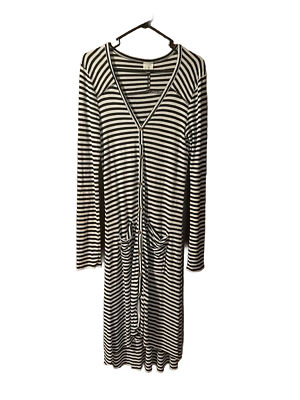 black and white striped long sleeve maxi dress Loft Women's Maxi Dress Striped Black Pink White Long Sleeve Size 12
