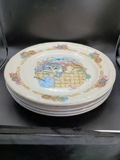 Tienshan Stoneware Purrfect Friends Dinner Plates Set of 4 EUC 10.5"