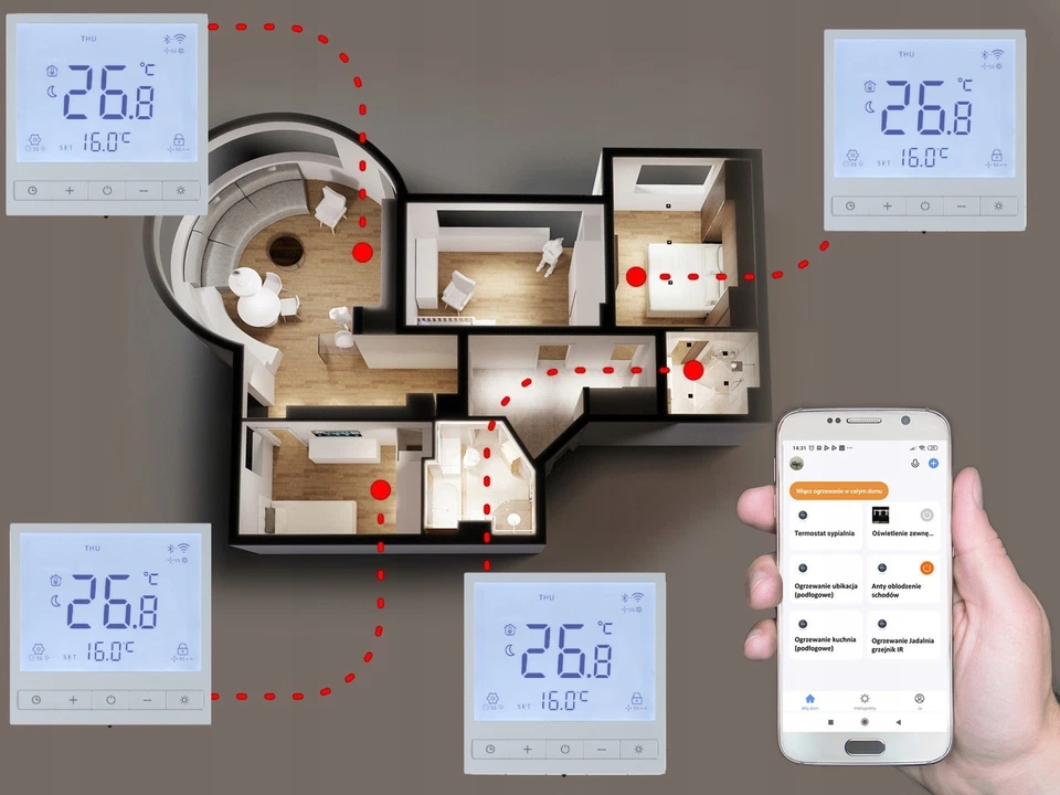 WIFI Thermostat Fußbodenheizung SMART WLAN TUYA + ALEXA Wasser Bodenmatte WEISS - Bild 2 von 4