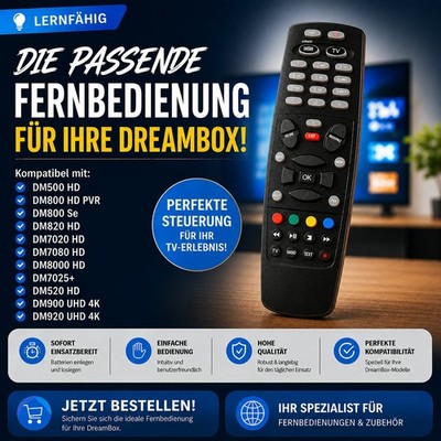 Dreambox DM 500HD/7020HD/7025/800 SE/8000/900/920 Fernbedienung schwarz