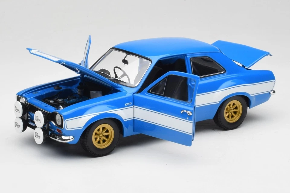 100688102 Ford Escort Mk1 RS 1600 Blue White Stripes Minichamps 1/18 - Immagine 2 di 4