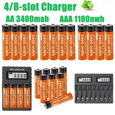 4-20PCS 1.5V Rechargeable AA AAA Lithium Li-ion Batteries / Charger Lot