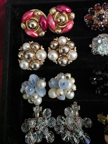 Lote De 12 Pendientes Clip Racimo Con Cuentas De Colección Alemania Japón Hong Kong - Imagen 2 de 9
