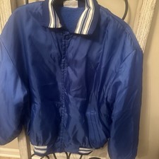 Vintage Blank Great Lakes Royal Blue Satin Varsity Jacket Men’s L USA Made