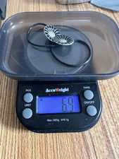 Rare Georg Jensen Sterling Silver & Black Rubber Ponytail Hair Tie 6.9 g. NWOT