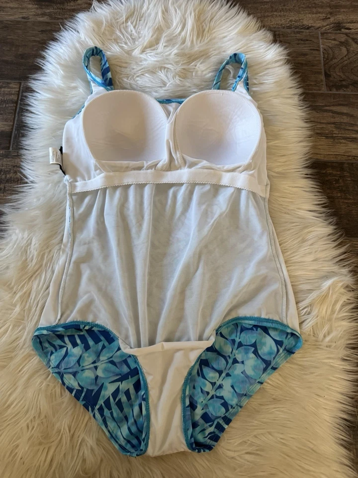 Roxanne Bra Sized Draped Sash One Piece Swimsuit Marina Bay Size 14 / 38DD Blue - Image 4 of 4