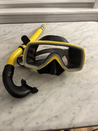 Vintage Cressi-sub Children’s Mask And Snorkel Set Yellow Black Blue