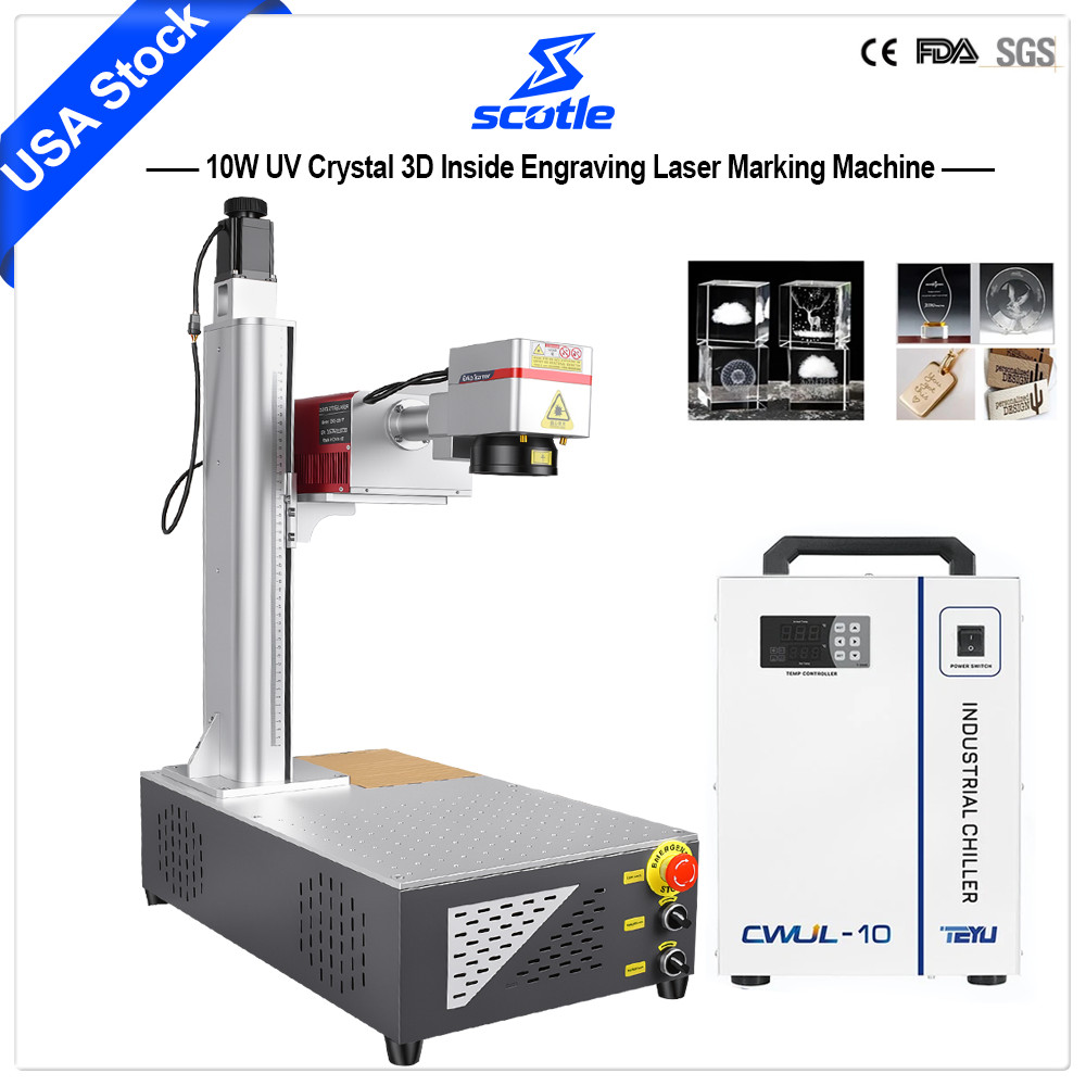 2IN1 10W UV Laser Marking Machine 2D Flatbed / 3D Inner Crystal Laser Engraver