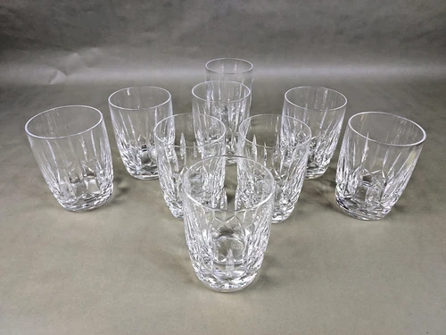 8+1 Vintage WATERFORD KILDARE Glasses OLD FASHIONED 4.5" Whiskey BARREL D/C'd