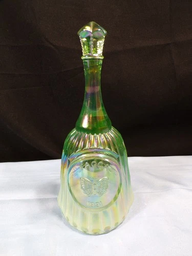 Fenton 1991 FAGCA Green Opalescent Carnival Glass Bell