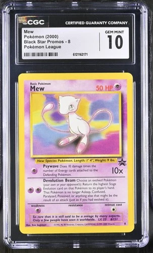 CGC 10 GEM MINT Mew 2000 Black Star Promos 8 Pokémon League Pokemon Card