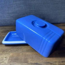 Vintage 1930's Hall China Westinghouse Refrigerator Blue Butter Dish Stoneware